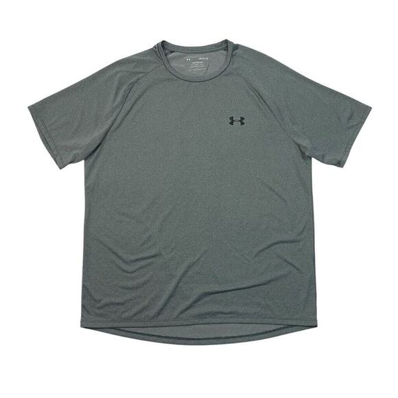 Under Armour T Shirt Mens L Large Grey Heather The Tech Short Sleeve Active - Picture 1 of 8